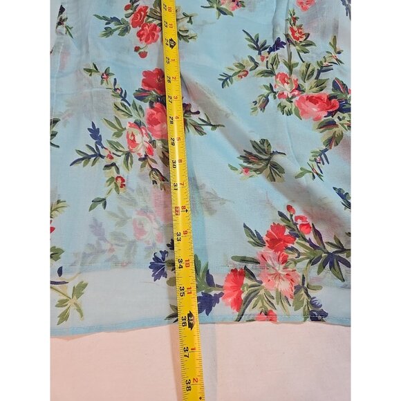 Raj Womens Top OS Blue Floral Open Duster Kimono Cover Up Boho Beachy New - Picture 11 of 11